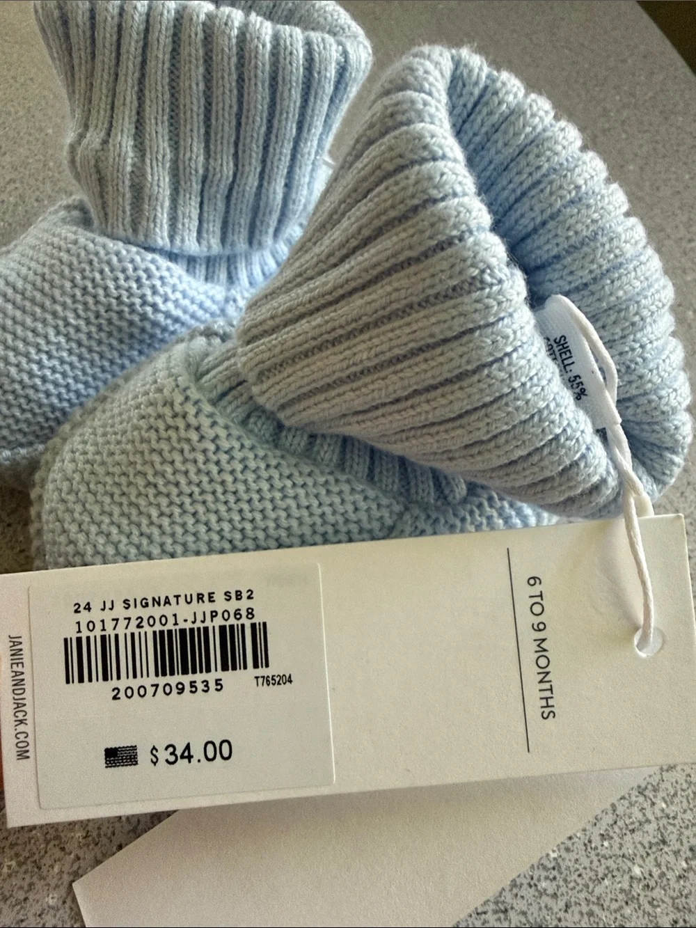 NWT Janie and Jack Pale Blue Knit Baby Booties